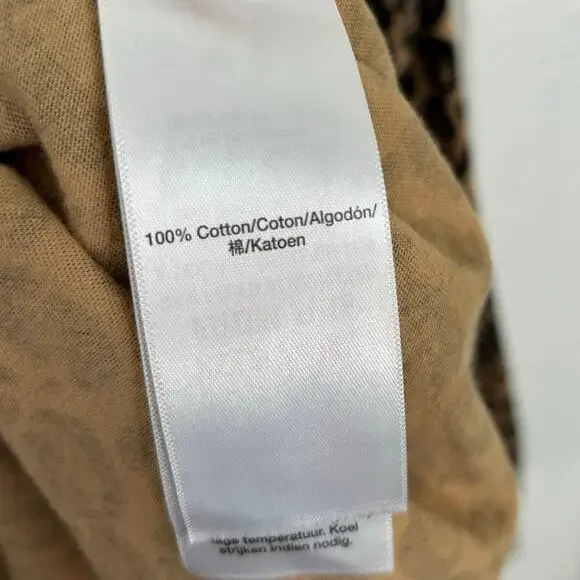 DKNY Women Long Sleeve Cheetah T-shirt Top Cotton Brown Mobwife Y2K Size XL - Picture 7 of 8